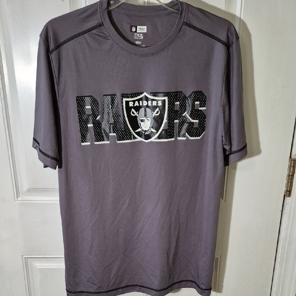NFL Raiders Men's Gray Short Sleeve Shirt Medium